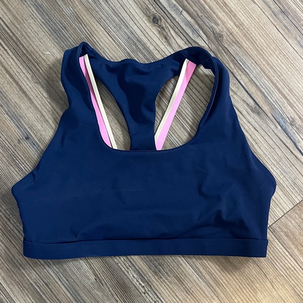 Fabletics Elegant Navy Blue Sports Bra large